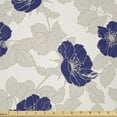 thumbnail image 1 of Ambesonne Flower Fabric by the Yard Microfiber, Blooming Dog Roses Leaves, 3 Yards, Off White Eggshell, 1 of 4