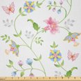 thumbnail image 1 of Ambesonne Flower Fabric by the Yard Microfiber, Blossoms and Butterflies, 5 Yards, Sky Blue Pink Green, 1 of 1