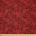 thumbnail image 1 of Ambesonne Flower Fabric by the Yard Microfiber, Flowers Leaves and Swirls, 10 Yards, Burgundy and Red, 1 of 2