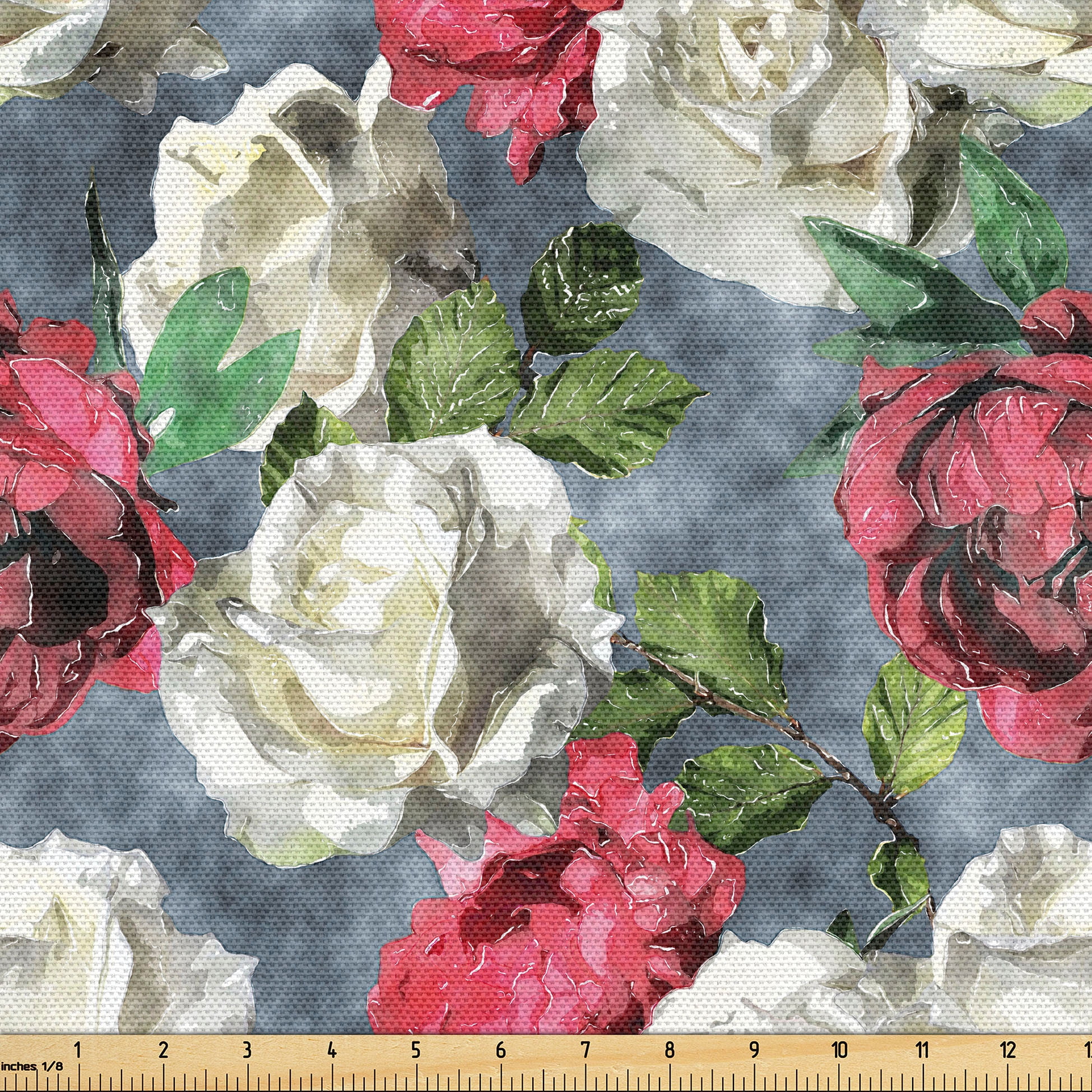Paper Roses Fabric Ambesonne Flower Fabric by the Yard Upholstery, Romantic Roses Leaves ...
