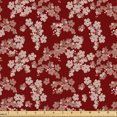 thumbnail image 1 of Ambesonne Flower Fabric by the Yard Upholstery, Far East Blossomed Flowers, 1 Yard, Burgundy Eggshell, 1 of 5