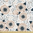 thumbnail image 1 of Ambesonne Flower Fabric by the Yard Upholstery, Pastel Tone Flowers Dots, 10 Yards, Pale Peach Night Blue, 1 of 5