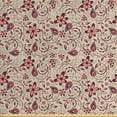 thumbnail image 1 of Ambesonne Flower Fabric by the Yard Upholstery, Retro Ornate Blossoms, 10 Yards, Beige Coral Brown, 1 of 4