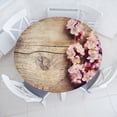 thumbnail image 1 of Ambesonne Flower Fitted Round Tablecloth, Spring Blossom on Wood, 45"- 56" Diameter, Pink Brown, 1 of 4