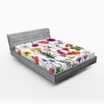 thumbnail image 1 of Ambesonne Flower Fitted Sheet, Colored Roses Tulips, California King, Multicolor, 1 of 3