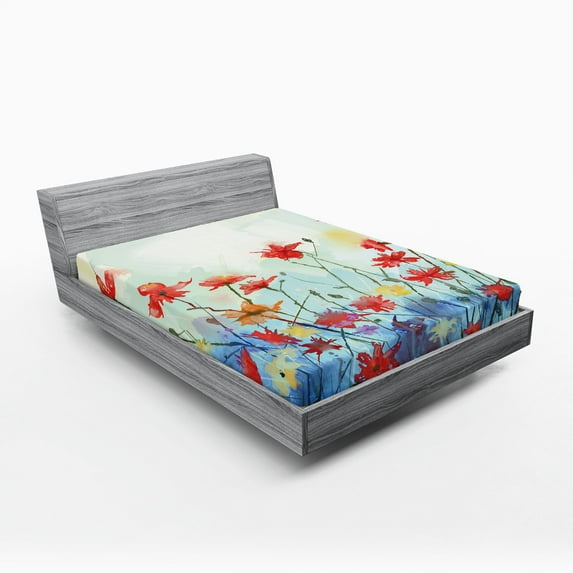 Ambesonne Flower Fitted Sheet, Composition of Plants, Queen Size, Multicolor