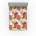 thumbnail image 1 of Ambesonne Flower Fitted Sheet, Floral Art Ornament Gerbera, Full Size, Dark Salmon Grey and Mustard, 1 of 5