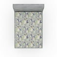thumbnail image 1 of Ambesonne Flower Fitted Sheet, Floral Nature Spring Branch, Queen Size, Grey Lime Green and Pale Pink, 1 of 5