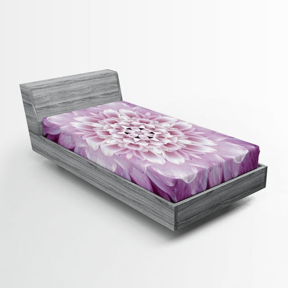 Ambesonne Flower Fitted Sheet, Fresh Spring Gardening, Twin XL Size, Violet and Pale Lilac