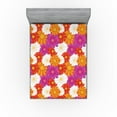 thumbnail image 1 of Ambesonne Flower Fitted Sheet, Gerbera Petals Summer Floral, California King, Purple Orange and Pearl, 1 of 5