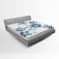 thumbnail image 1 of Ambesonne Flower Fitted Sheet, Hortentia Blossom Nature, Full Size, Teal White, 1 of 2