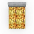 thumbnail image 1 of Ambesonne Flower Fitted Sheet, Lily Aster and Gerbera Fall, Full Size, Cinnamon Mustard and Amber, 1 of 5
