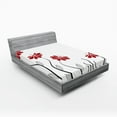 thumbnail image 1 of Ambesonne Flower Fitted Sheet, Modern Floral Petals, Full Size, Red and Black, 1 of 3