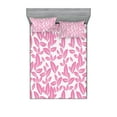 thumbnail image 1 of Ambesonne Flower Fitted Sheet & Pillow Sham Set, Big Pink Petals, Queen, Pale Pink White, 1 of 2