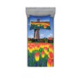 thumbnail image 1 of Ambesonne Flower Fitted Sheet & Pillow Sham Set, Blooming Tulip Windmill, Twin, Yellow Blue, 1 of 3