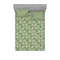 thumbnail image 1 of Ambesonne Flower Fitted Sheet & Pillow Sham Set, Calla Flowers Green Leaves, Full, Cream Reseda Green, 1 of 2