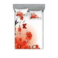 thumbnail image 1 of Ambesonne Flower Fitted Sheet & Pillow Sham Set, Cartoon Poppy Fresh Art, Queen, Red White Black, 1 of 2