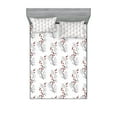 thumbnail image 1 of Ambesonne Flower Fitted Sheet & Pillow Sham Set, Curvy Dotted Branches, Full, Red Black White, 1 of 2