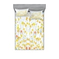thumbnail image 1 of Ambesonne Flower Fitted Sheet & Pillow Sham Set, Daffodil Bloom Spring, Full, Yellow Orange Pale Blue, 1 of 2
