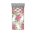 thumbnail image 1 of Ambesonne Flower Fitted Sheet & Pillow Sham Set, Dog Rose Garden Floral, Twin, Lime Green Pale Pink, 1 of 2