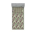 thumbnail image 1 of Ambesonne Flower Fitted Sheet & Pillow Sham Set, Flowers and Leaves Pattern, Twinxl, Multicolor, 1 of 3