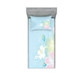 thumbnail image 1 of Ambesonne Flower Fitted Sheet & Pillow Sham Set, Hibiscus Exotic Plant, Twinxl, Pale Blue Pale Pink, 1 of 2