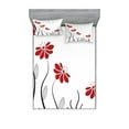 thumbnail image 1 of Ambesonne Flower Fitted Sheet & Pillow Sham Set, Modern Floral Petals, Calking, Red and Black, 1 of 2