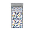 thumbnail image 1 of Ambesonne Flower Fitted Sheet & Pillow Sham Set, Nature Botanic Violet, Twin, Dark Blue Orange, 1 of 2