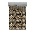 thumbnail image 1 of Ambesonne Flower Fitted Sheet & Pillow Sham Set, Nostalgic Botany Flora Art, Queen, Sepia Black Tan, 1 of 3