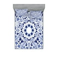 thumbnail image 1 of Ambesonne Flower Fitted Sheet & Pillow Sham Set, Oriental Boho, Queen, Blue, 1 of 2