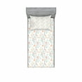 thumbnail image 1 of Ambesonne Flower Fitted Sheet & Pillow Sham Set, Pastel Soft Petals Branch, Twinxl, Salmon Peach Grey Mint, 1 of 2
