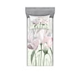 thumbnail image 1 of Ambesonne Flower Fitted Sheet & Pillow Sham Set, Pink Rose Tulip Abstract, Twinxl, White, 1 of 3