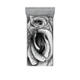thumbnail image 1 of Ambesonne Flower Fitted Sheet & Pillow Sham Set, Retro Romance Rose Petal, Twin, Black and White, 1 of 2