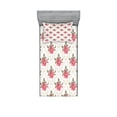 thumbnail image 1 of Ambesonne Flower Fitted Sheet & Pillow Sham Set, Romantic Shabby Plant, Twinxl, Pink and Green, 1 of 2