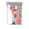 thumbnail image 1 of Ambesonne Flower Fitted Sheet & Pillow Sham Set, Roses Daisies Garden, Full, Multicolor, 1 of 2