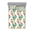 thumbnail image 1 of Ambesonne Flower Fitted Sheet & Pillow Sham Set, Shabby Plant Lilacs, Queen, Multicolor, 1 of 3