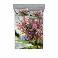 thumbnail image 1 of Ambesonne Flower Fitted Sheet & Pillow Sham Set, Spring Blooming Nature, Queen, Pink Green, 1 of 3