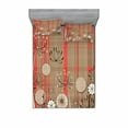 thumbnail image 1 of Ambesonne Flower Fitted Sheet & Pillow Sham Set, Vintage Style Botany Art, Full, Salmon Umber, 1 of 2