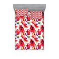 thumbnail image 1 of Ambesonne Flower Fitted Sheet & Pillow Sham Set, Watercolor Romance Art, Full, Blue Red, 1 of 2