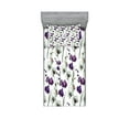 thumbnail image 1 of Ambesonne Flower Fitted Sheet & Pillow Sham Set, Wild Orchid Bloom, Twinxl, Purple White, 1 of 2