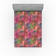 thumbnail image 1 of Ambesonne Flower Fitted Sheet, Romance Flowers Retro Effect, Queen Size, Mauve Taupe Green and Pink, 1 of 5