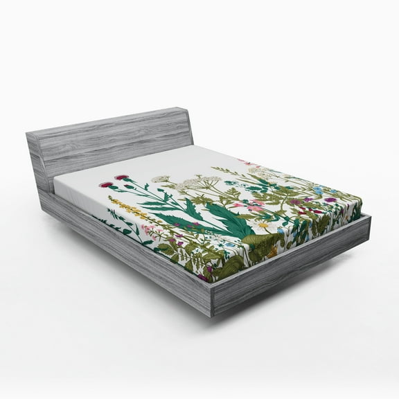 Ambesonne Flower Fitted Sheet, Spring Garden Hydrangeas, Queen Size, Multicolor