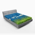 thumbnail image 1 of Ambesonne Flower Fitted Sheet, Spring Grass and Daisy, Queen Size, Blue Green White, 1 of 2