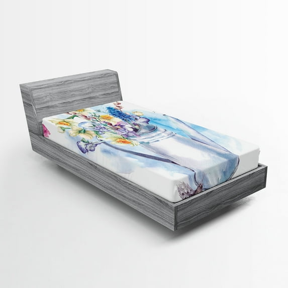 Ambesonne Flower Fitted Sheet, Summer Bouquet Vintage, Twin Size, Multicolor