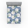 thumbnail image 1 of Ambesonne Flower Fitted Sheet, Summer Floral Print Garden, California King, Ceil Blue Green and Cream, 1 of 5