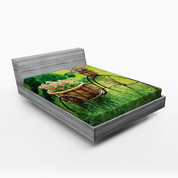 Ambesonne Flower Fitted Sheet, Vintage Ivy Frame, Queen Size, Multicolor