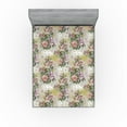 thumbnail image 1 of Ambesonne Flower Fitted Sheet, Vintage Retro Spring Lilies, California King, Khaki Pink and Olive Green, 1 of 5