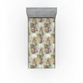 thumbnail image 1 of Ambesonne Flower Fitted Sheet, Vintage Retro Spring Lilies, Twin Size, Khaki Pink and Olive Green, 1 of 5