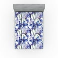 thumbnail image 1 of Ambesonne Flower Fitted Sheet, Watercolor Art Iris Flowers, Queen Size, Azure Blue Purple and White, 1 of 5