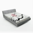 thumbnail image 1 of Ambesonne Flower Fitted Sheet, Watercolor Art, Queen Size, Pink Black, 1 of 2